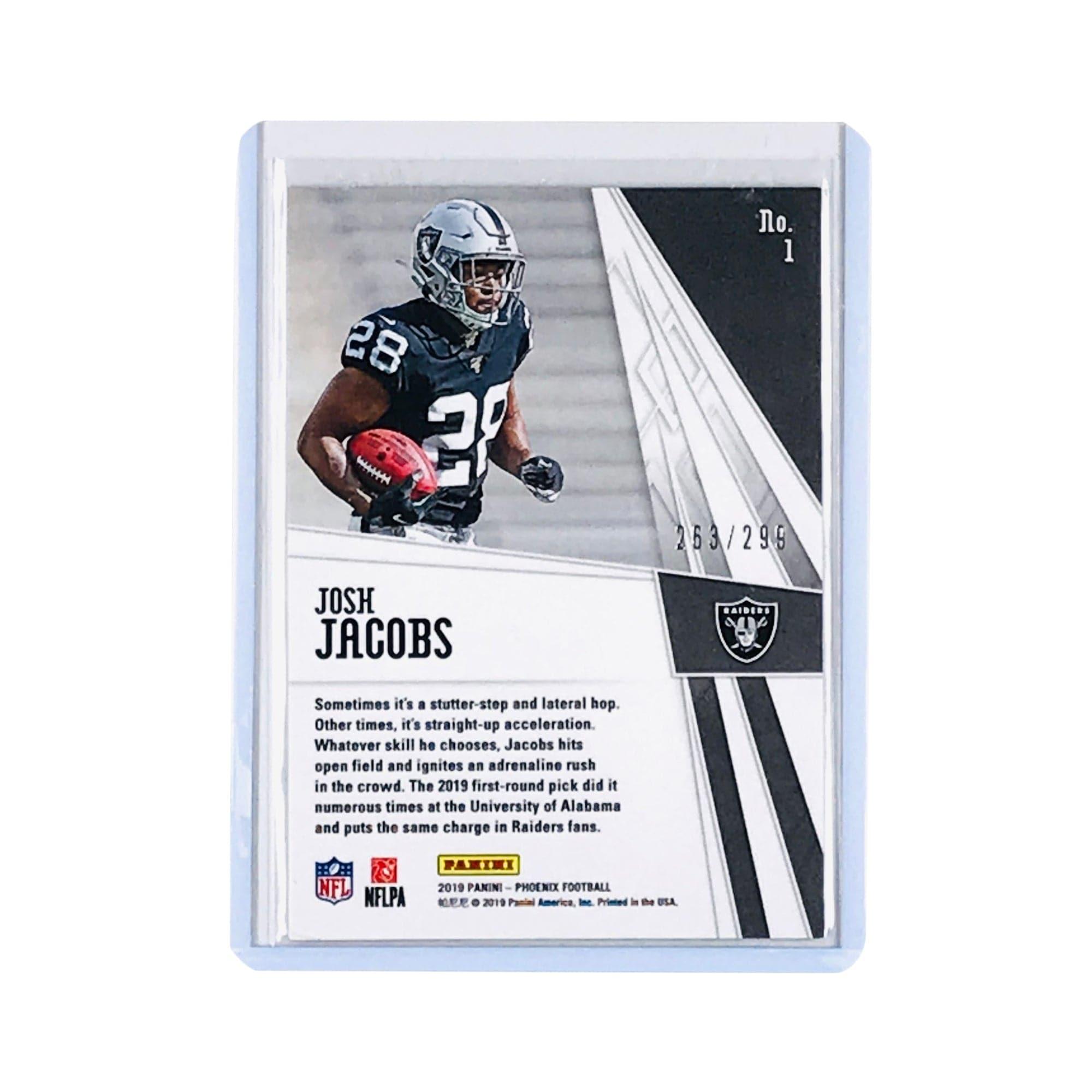 Josh Jacobs Las Vegas Raiders 2019 Panini Phoenix NFL Adrenaline Rush Red Rookie Card