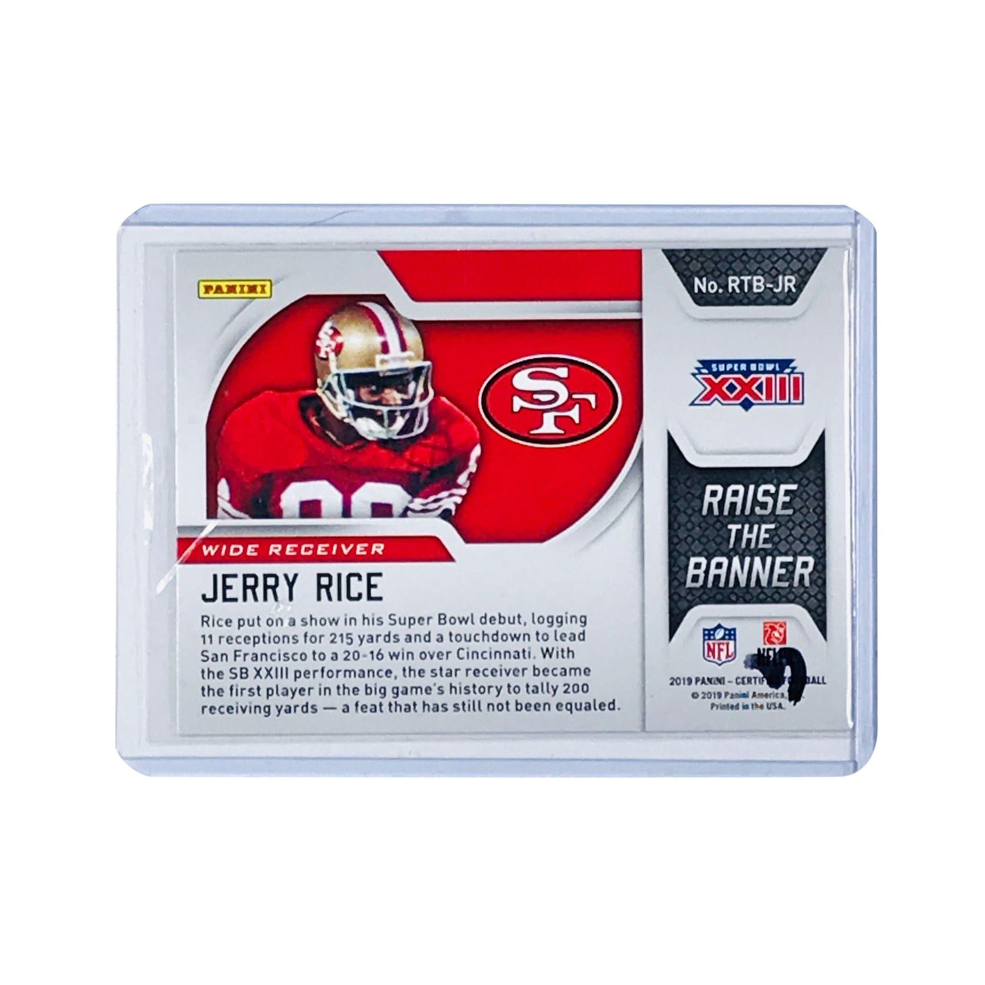 Jerry Rice San Francisco 49ers 2019 Panini Certified NFL Raise The Banner Holo Card