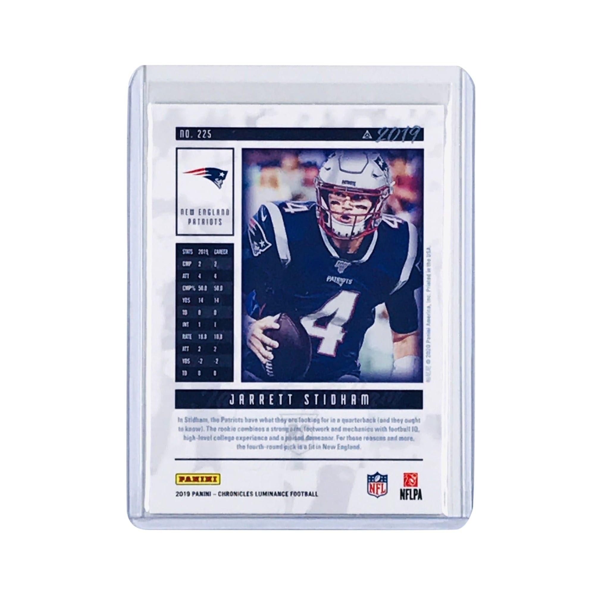 Jarrett Stidham New England Patriots 2019 Panini Luminance NFL Silver Rookie Card