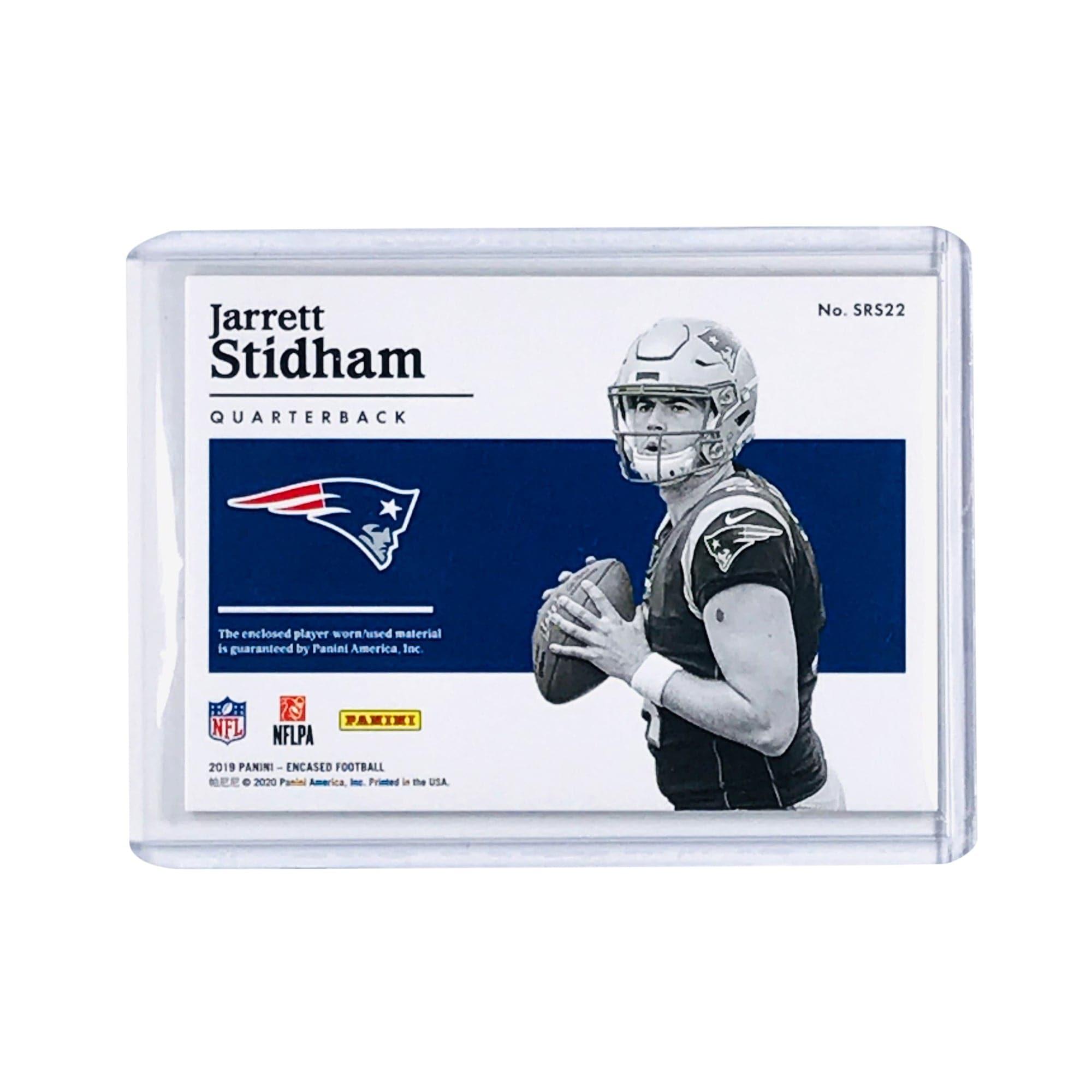 Jarrett Stidham New England Patriots 2019 Panini Encased NFL Rookie Swatches /75 Card