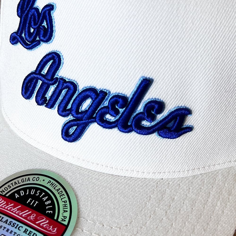 Los Angeles Lakers Mitchell & Ness NBA HWC Logo Classic Red Snapback Hat - Vintage White