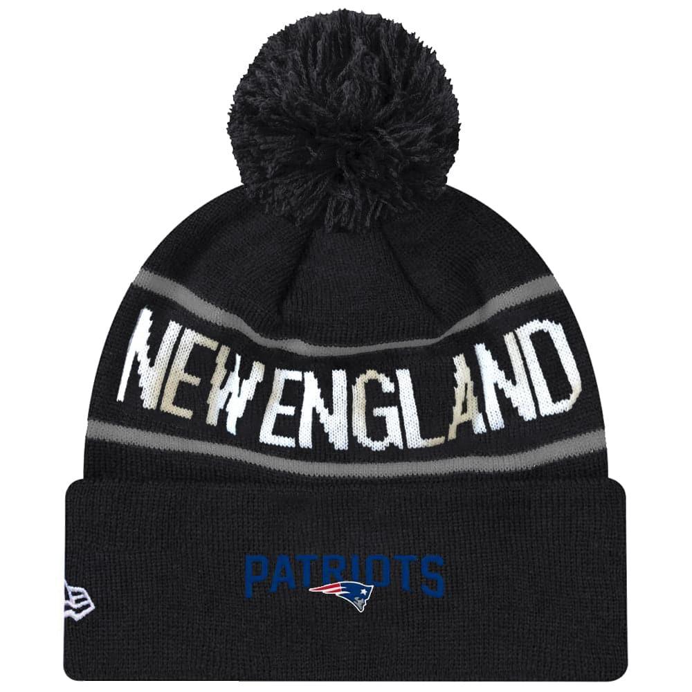 New England Patriots New Era NFL Grey Stripe Knit Beanie - Black