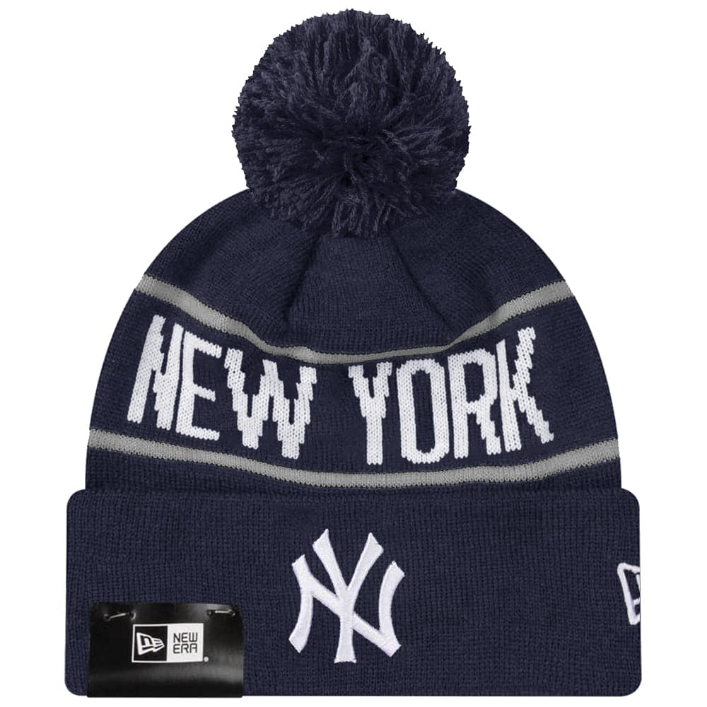 New York Yankees New Era MLB Grey Stripe Knit Beanie - Navy