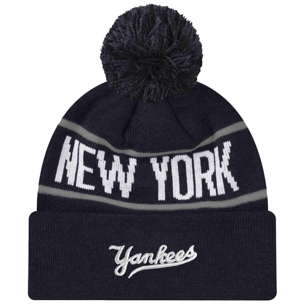 New York Yankees New Era MLB Grey Stripe Knit Beanie - Navy