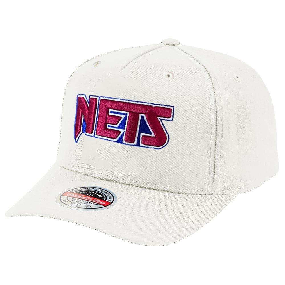 Brooklyn Nets Mitchell & Ness NBA HWC Classic Red Snapback Hat - Vintage White