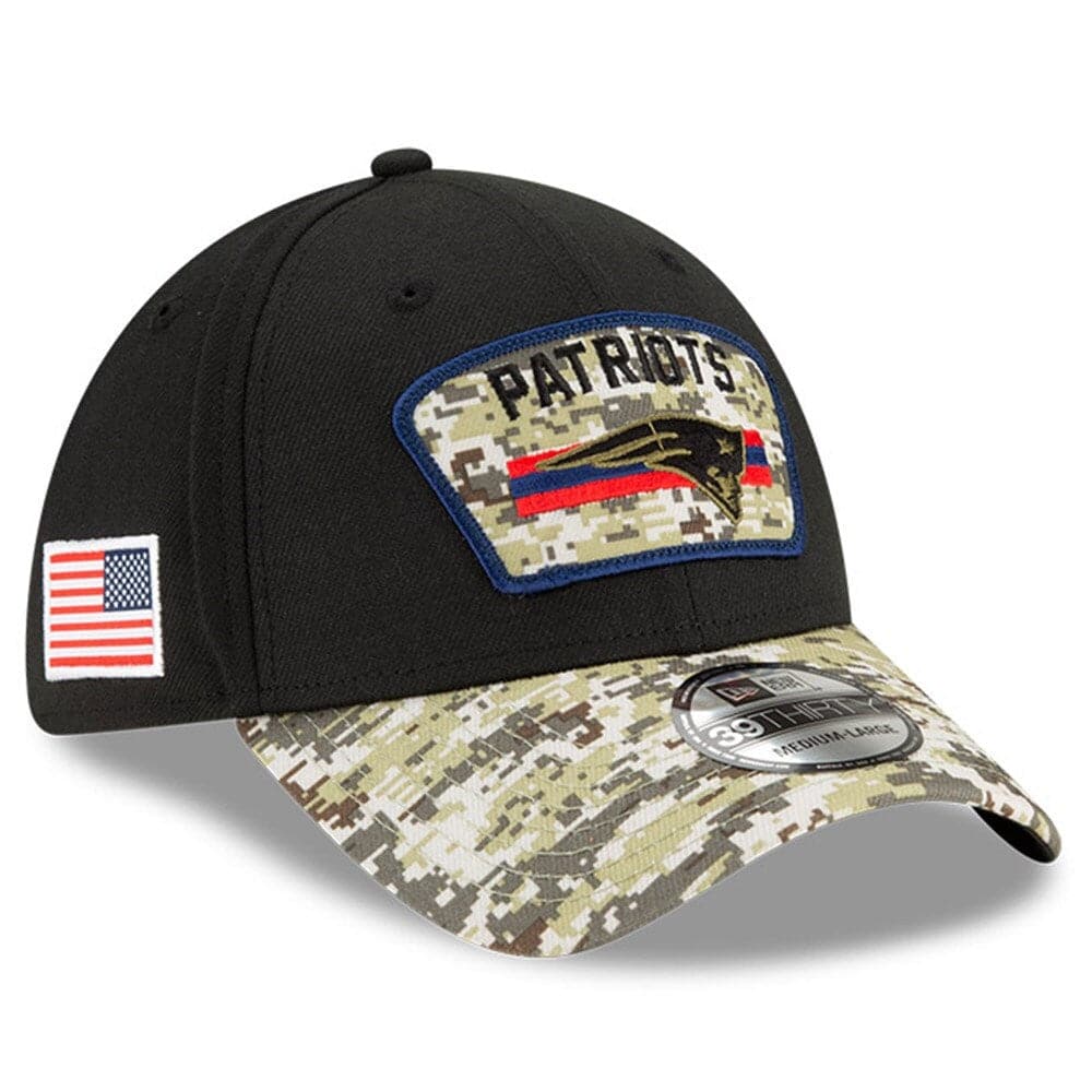 New England Patriots New Era NFL 2021 Salute To Service 39THIRTY Flex Fit Hat - Black