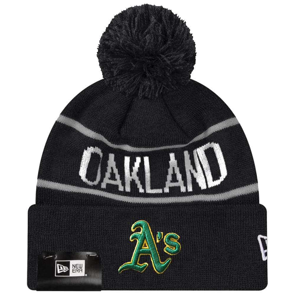 Oakland Athletics New Era MLB Grey Stripe Knit Beanie - Black