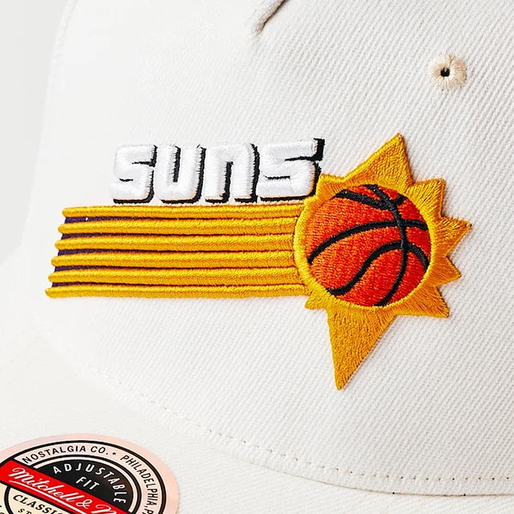 Phoenix Suns Mitchell & Ness NBA HWC Logo Classic Red Snapback Hat - Vintage White