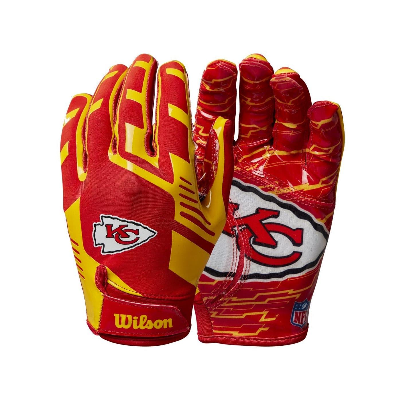 Youths Kansas City Chiefs Wilson NFL Team Stretch Fit Receiver Gloves