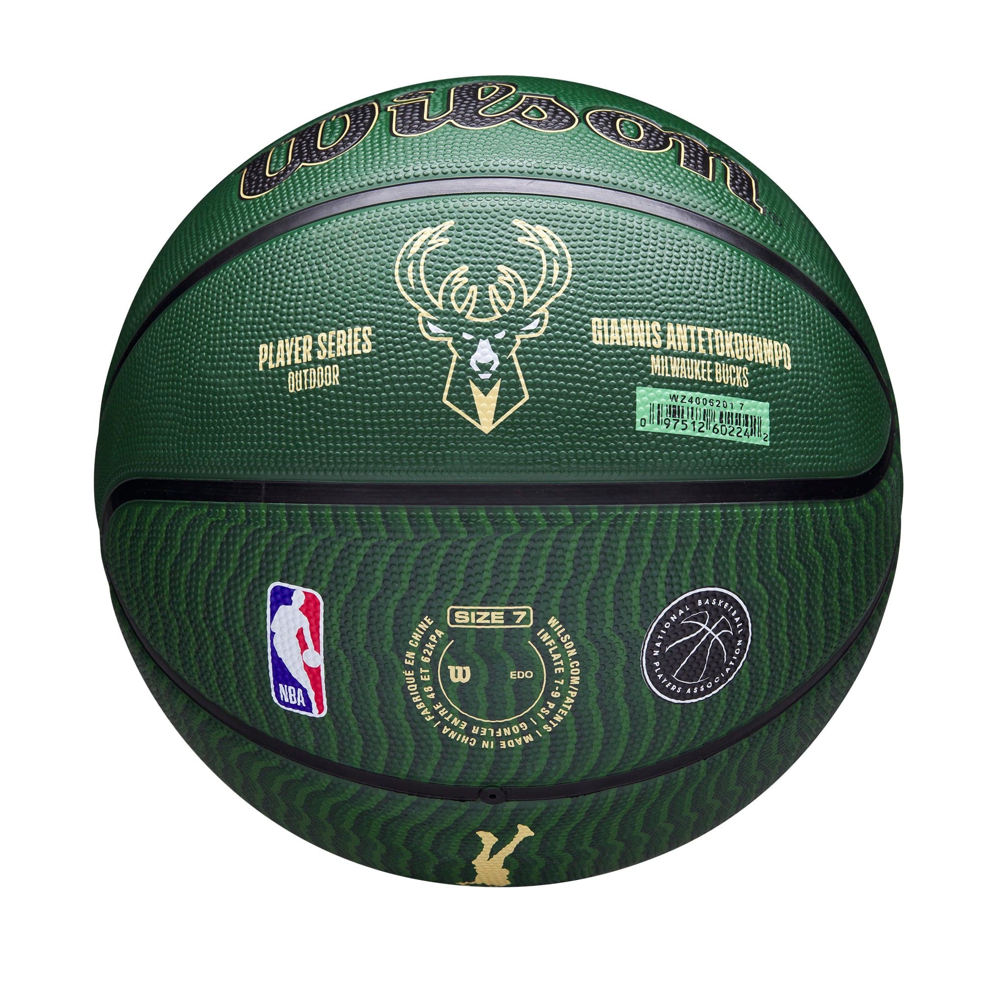 Giannis Antetokounmpo Milwaukee Bucks Wilson NBA Icon Full Size Basketball - Green