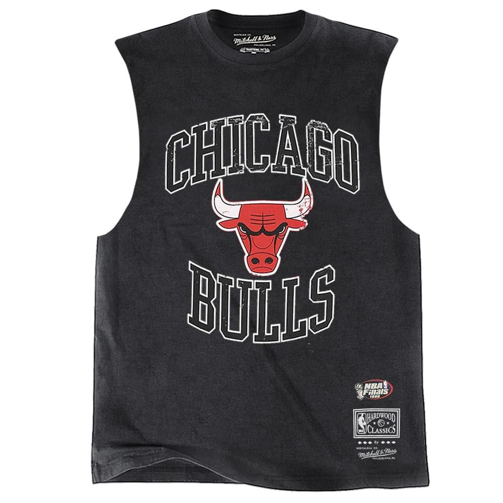 Chicago Bulls Mitchell & Ness NBA Vintage Crest Logo Muscle T-Shirt - Black