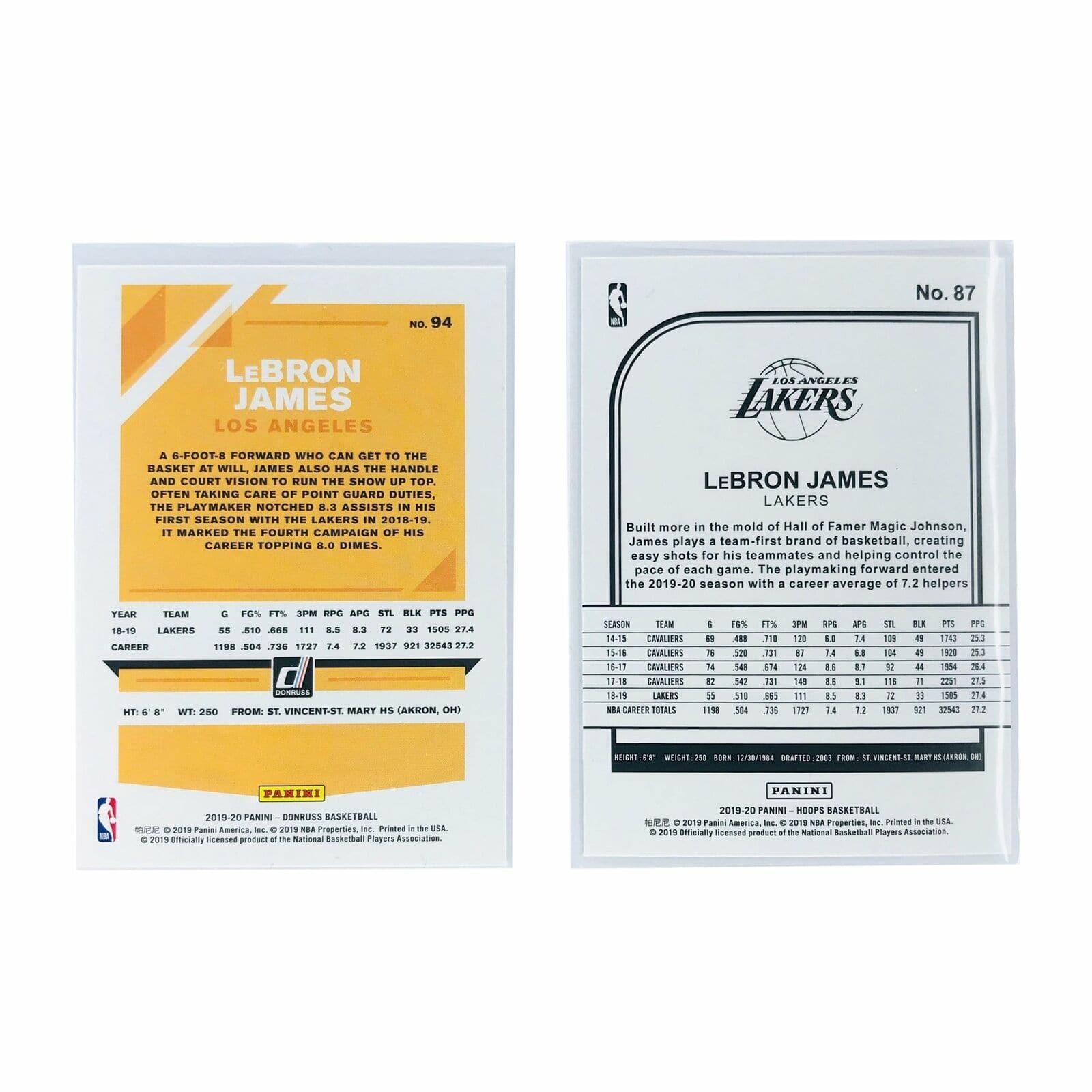 LeBron James Los Angeles Lakers 19-20 Panini NBA 2 Card Base Set