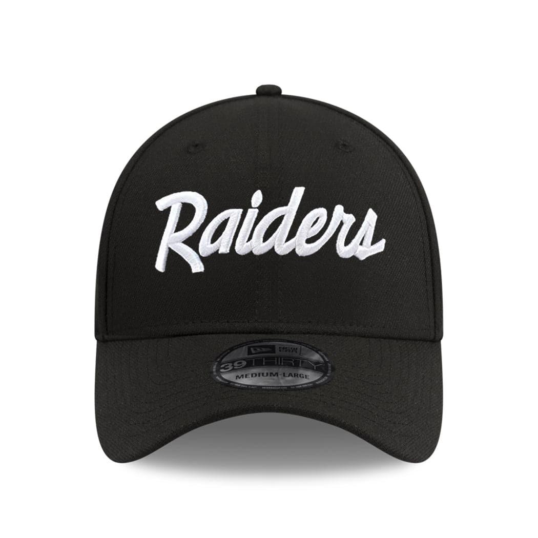 Las Vegas Raiders New Era NFL Script 39THIRTY Flex Fit Curve Hat - Black