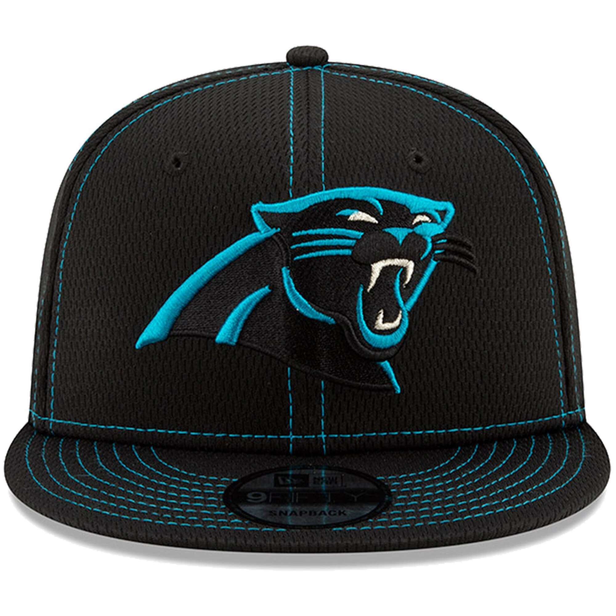 Carolina Panthers New Era NFL 2019 Sideline Road 9FIFTY Snapback Hat - Black