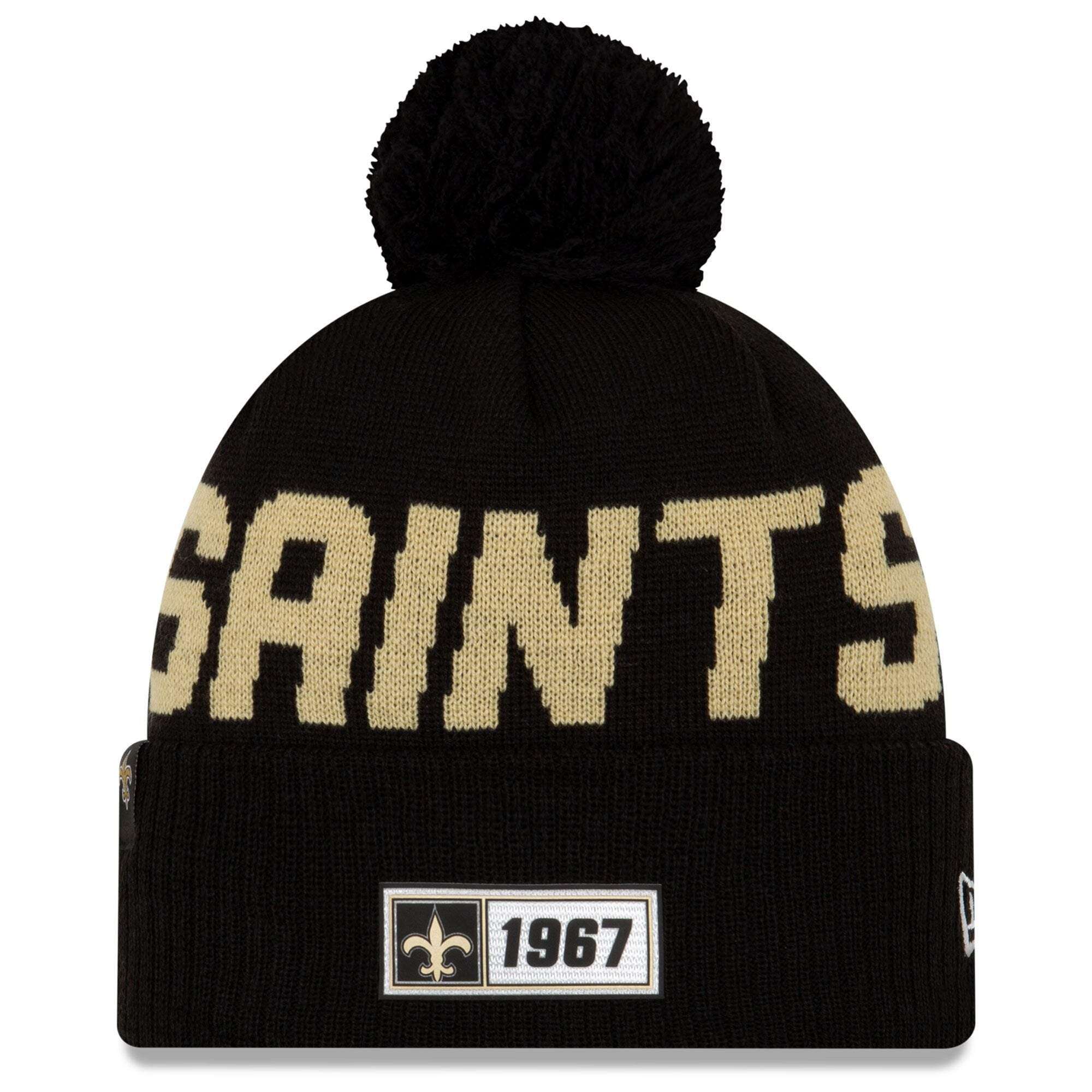 New Orleans Saints New Era NFL 2019 Sideline Road Knit Beanie - Black