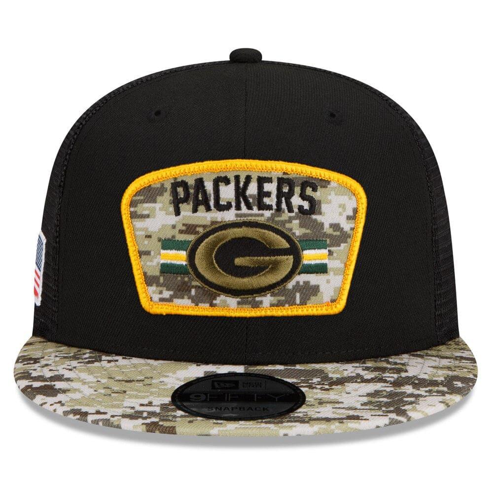 Green Bay Packers New Era NFL 2021 Salute To Service 9FIFTY Snapback Hat - Black