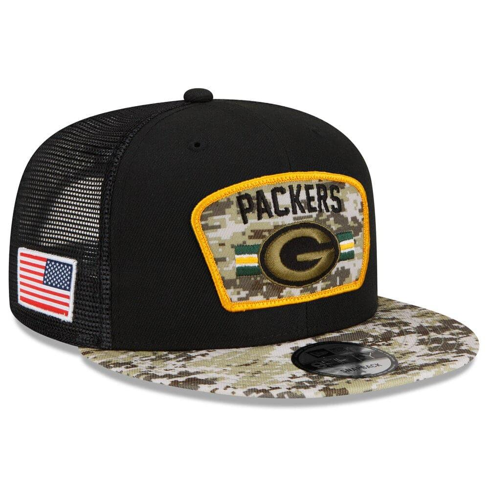 Green Bay Packers New Era NFL 2021 Salute To Service 9FIFTY Snapback Hat - Black